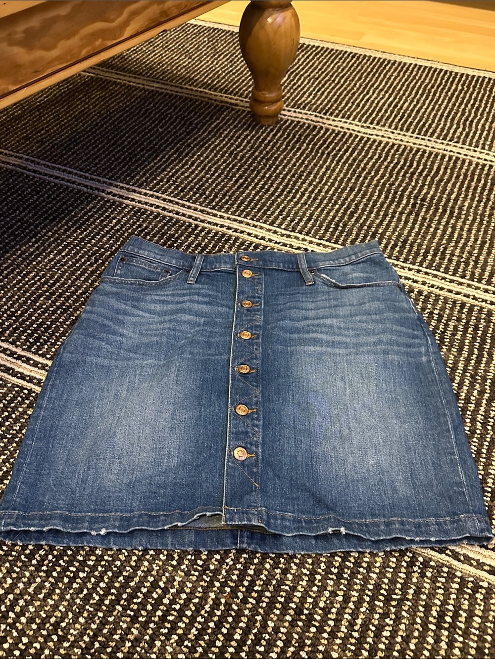 JCrew Button-Front Denim Skirt - Blue